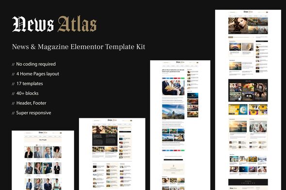 NewsAtlas – Nachrichten- und Zeitschriften-Elementor-Vorlagen-Kit
